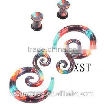 Professional Factory Ear Gauge Body Jewelry Black Acrylic Spiral Piercing