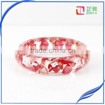 2016 Handmade High-bright Pressed Rose Flower Petal Resin Bangle for Women photo-3