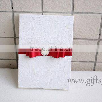 Custom Wholesale Wedding Invitation Box with red ribbon