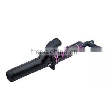 Mini hair curling iron by ceramic coated barrel