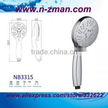 5 functions shower hand,5 jets hand shower,multi-function plastic hand shower