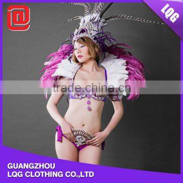 Fashionable handmade purple feather California samba carnival costume cheap