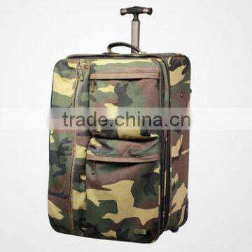 China manufacturer high quality canvas camouflage travel wheeled trolley luggage