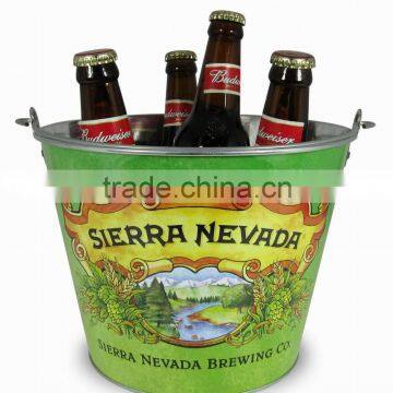 5QT Metal Tin Ice Bucket With Bottle Opener photo-4