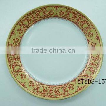 Fine Porcelain Round Shape Porcelain Plates With Gold Trim