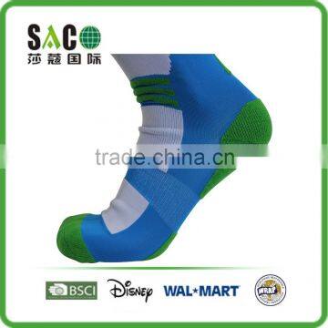 Simple White Blue Knee-high Sports Socks photo-2