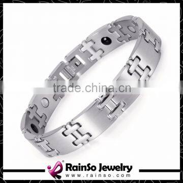 New Stock Silver Energy Jewelry Stainless Steel Bracelets With Magnet Germanium Negative Ion FIR Elements