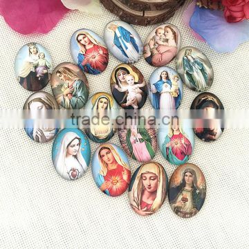 Water drop shape back handmade domed God's mother Mariah glass cabochons settings DIY