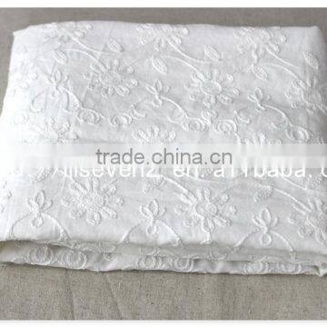 High Class Cotton White Voile Lace Fabric Embroidery for Dress/Curtain