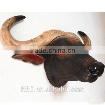 synthetic fur yak head for wall decoration plush cow head