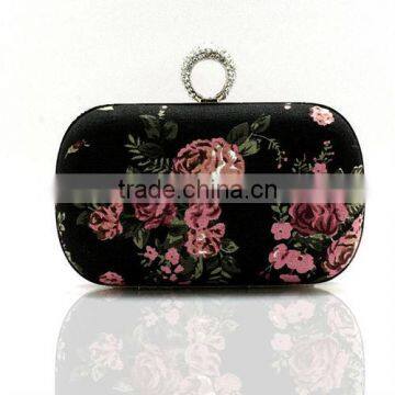 wholesale canvas fabric flower printed eveing clutch minaudieries bag (CREB14)