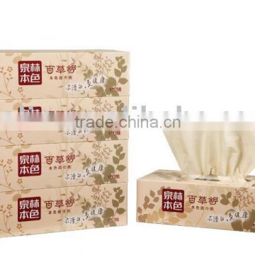 Unbleached Non-wood fiber Box Facial Tissue