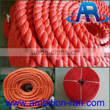 Red braided colored polypropylene rope/ braided pp rope