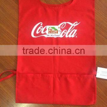 Hot Sell Promotional Plain Solid Color Red Apron With White Logo photo-3
