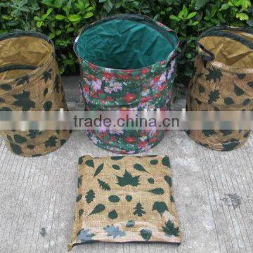 printed colorful pop up garden bag easily collapsible pop up big volume garden leaves bag