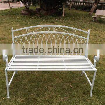 Courtyard Antirust Wrought Iron Blcak Bench photo-5