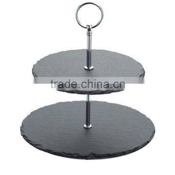 Natural Slate plate ,2-tiers slate cake stand