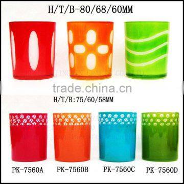 Aroma Scented Amber Colorful Cut to Clear Glass Candle Holder or Jar photo-2