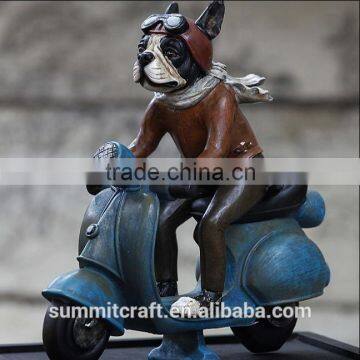 Vintage resin bulldog riding figurine