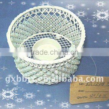 White pearl wire round decorative candle lantern craft