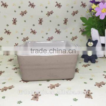 Wholesale Stocked Ceramic Square Bakeware Stoneware Plate With Two Handle photo-6