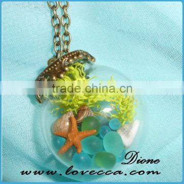 Romantic Elegant Jewelry/ Mini Glass Globe Bottle/ Glass Ball Pendant Necklace photo-2