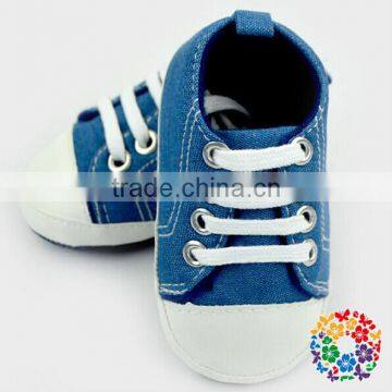 New Arrival Cotton Baby Shoes Solid Color Baby Lace-up Shoes Blue Jean Soft Sole Baby Shoes photo-3