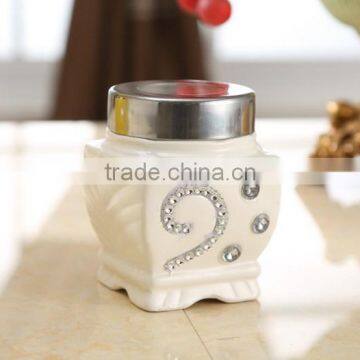 Ceramic Canister Set With Stainless Metal Frame photo-3