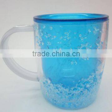 14oz BPA-FREE Double Wall Plastic Frosty Mug With Gel and Handle for Desk photo-3
