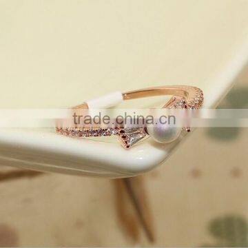 Japan &Korea Bowknot Pearl Diamonds Rings photo-2