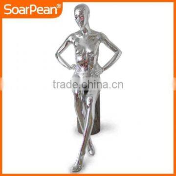 Fiberglass Female Sitting Electroplated Mannequin photo-2