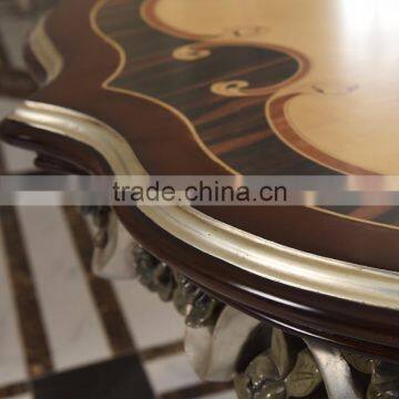 Royal Luxurious French Baroque Wood Carving Round Dining Table With Floral Marquetry Inlay Table Top BF12-03284c photo-3