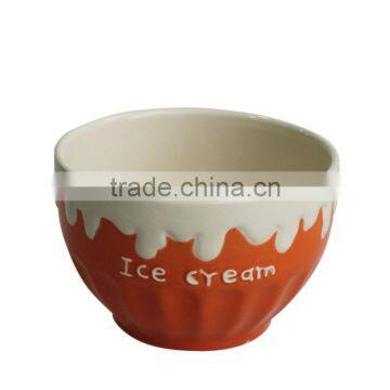 4.7"orange color hot sell ceramic ice cream sundae bowls