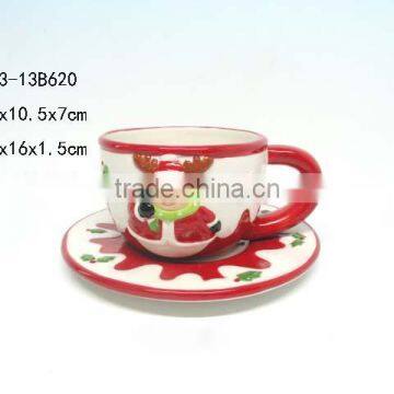 Bulk ceramic tea cup and saucer set for Christmas