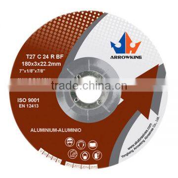 7"(180x3x22.2mm) Depressed Center Resin Bonded Reinforced Grinding Wheel For Aluminium