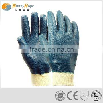 knit wrist blue sandy nitrile coated gloves