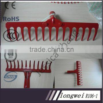 long steel/wood handle rake and rake heads 12 rake teeth