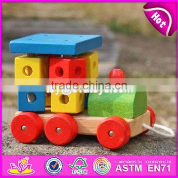 New Design Toddlers Building Blocks Wooden Pull Train Toy W05C072 photo-2