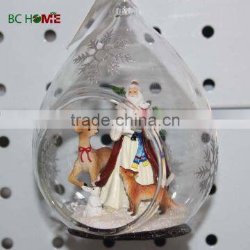 2015 christmas resin Santa Claus inside christmas glass ball pendant