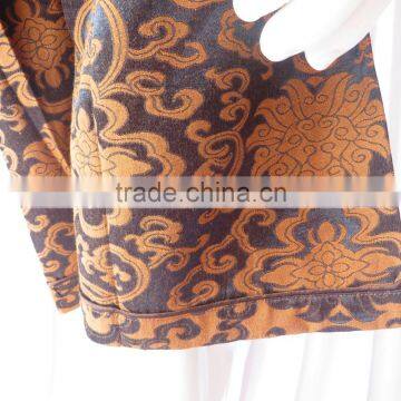 Wine Red Floral Jacquard Pyjamas V-Neck Pyjamas For Sauna Steam Clothes Set Women photo-5