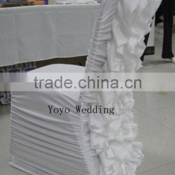 Ruffle Spandex Chair Cover With Satin Flower photo-2
