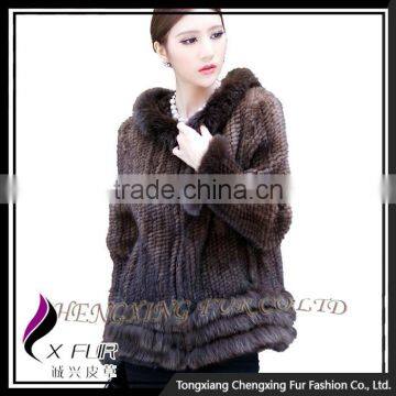 CX-G-A-191B Wholesale 2016 Hot Selling Knitted Mink Fur Hooded Zipper Womens Clothes photo-5