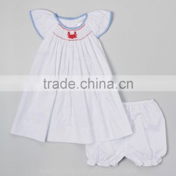 smocked boutique children clothing wholesale spring summer girls dress short pants clothes sets