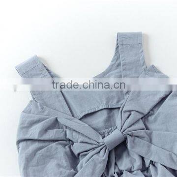 Instagram Design Sleeveless Bowtie Singlet Woven Cotton Fabric Baby Clothes photo-3