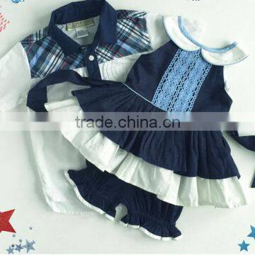 Sister and Brother Set Boy Shorts Set Girls Pillowcase Dress Babies Persnickety Clothing Little Baby Clothes Set photo-2