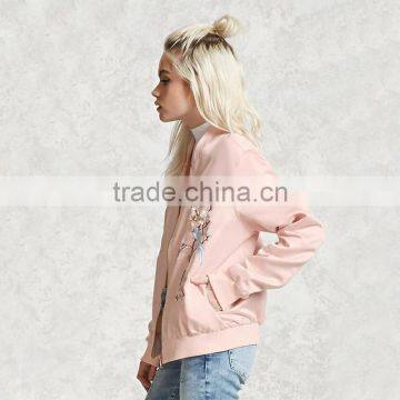 Buy Wholesale Price Nice Embroidered Satin Pink Black Jackets for Ladies photo-5