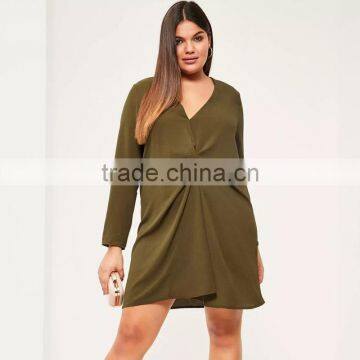 Olive Green Long Sleeve Short Dresses 7xl Plus Size Fat Lady Clothing photo-4
