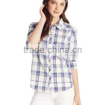 100% Cotton Long Sleeve Plaid Check Shirt/blouse photo-2