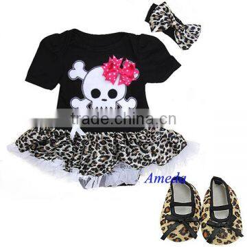 Baby Black Leopard Red Skull Pirate Bodysuit Tutu Crib Shoes Party Dress NB-18M