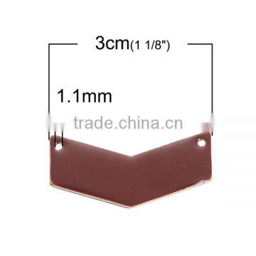 Copper Enamelled Sequins Connectors V-shaped Unplated Brown photo-2